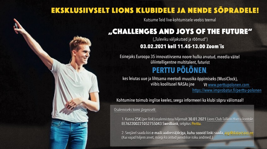 LC Tallinn Hansa korraldab 3.02 veebikoolituse “Tuleviku väljakutsed ja rõõmud”.
