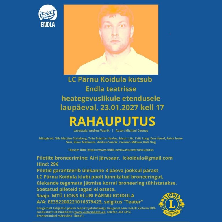 LC Pärnu Koidula kutsub 23.01.2027 Endla teatrisse